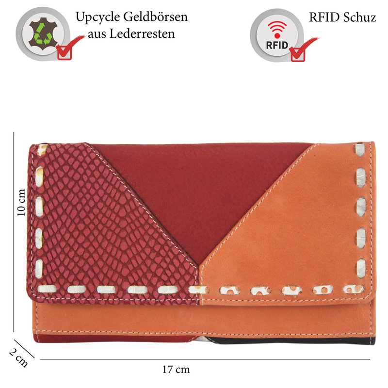 Cartera de mujer Sunsa. monedero de cuero. Cartera con protección RFID. Cartera sostenible hecha con retales de cuero. Cartera de mujer grande con muchos compartimentos para tarjetas de crédito: cartera/cartera para mujer, la mejor idea de regalo.