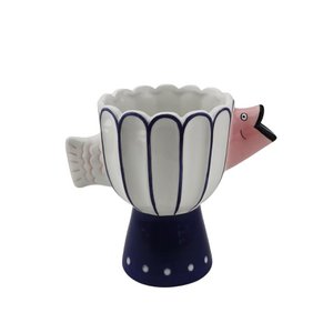 Vaas - visdolomiet -BLUE/WIT/PINK -21X13.5X18CM