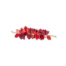 Leather leaves bracelet in various colors including green, white, black, blue, yellow, light pink, red, gold, orange, and dark pink. The bracelet features a stylish leaf design.