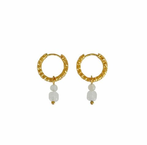 Chalcedone and Moonstone earrings - Gold