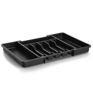 Cutlery tray, extendable, plastic, black