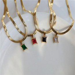 Cassidy - Snake Chain Crystal Charm Necklace