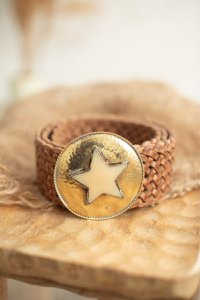 Bruine lederen riem breed