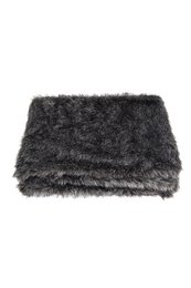 Plush, shaggy gray faux fur rug with a soft, luxurious texture and a rectangular shape.