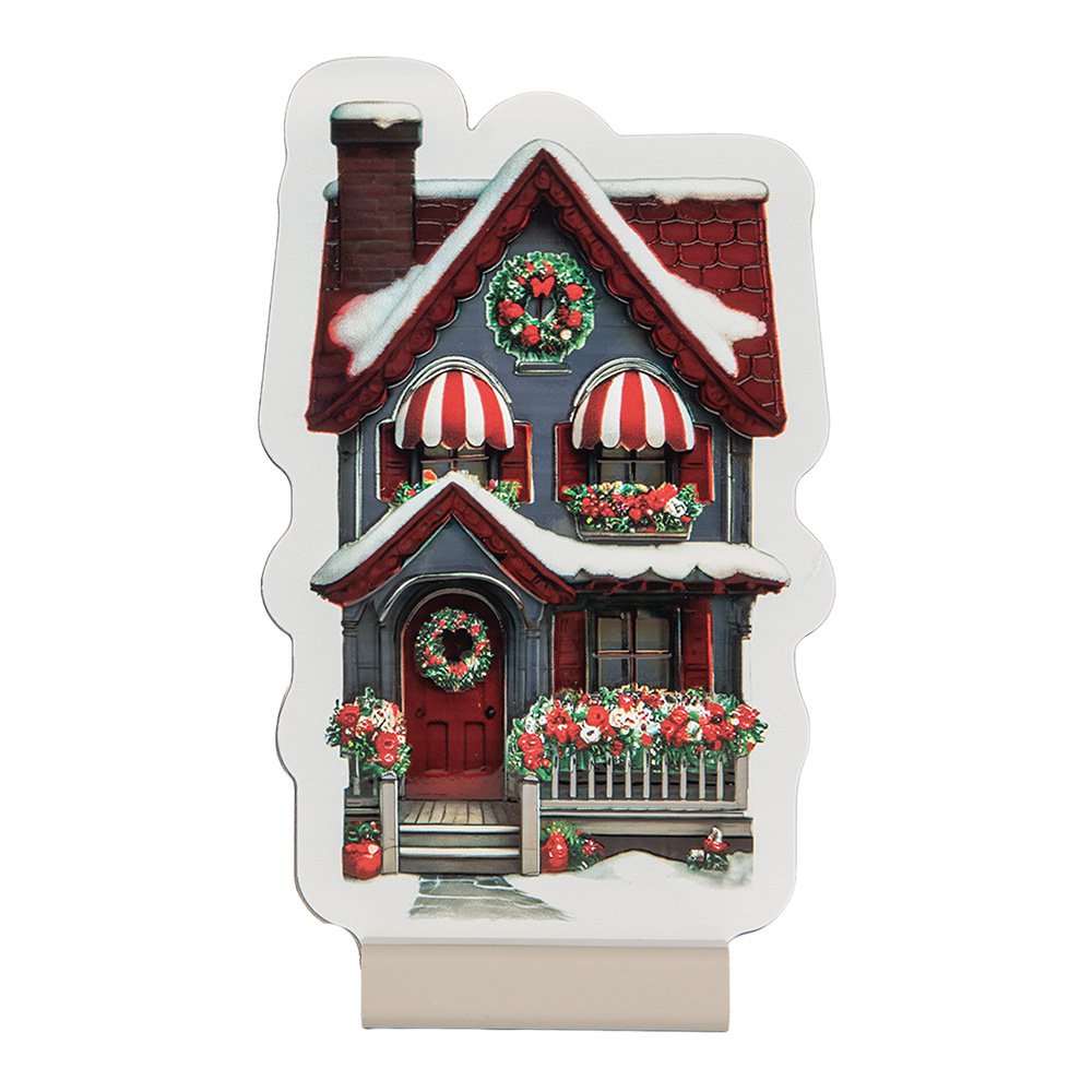 Kerst Infinity Spiegel Lamp Huis 13x5x21 cm Rood Kunststof