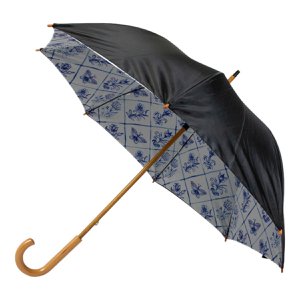 Umbrella Delft blue inner print 105cm
