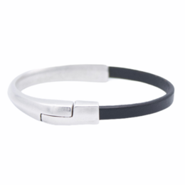 Bracciale in pelle AMACAYACÚ (argento) con chiusura magnetica