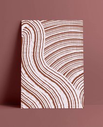  Poster with abstract wavy lines in neutral colors, suitable for modern home decor.