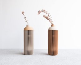 Onde Vase - Natural Wood and Mist White