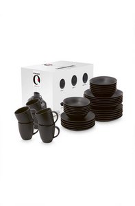 Set/36 Dinnerware Raw Matt Black