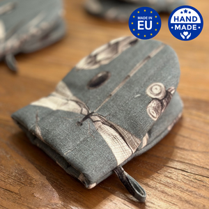 Ofenhandschuh klein mit doppelter Wollfüllung, 100 % Baumwolle, bedruckt | Samen Aqua