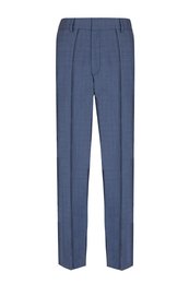  Straight-leg wool trousers in a blue and black weave, made in Italy. Features a pressed crease for a tailored look.