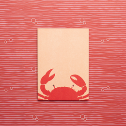 Ansichtkaart "Krab" koraalrood - houtpulpkarton