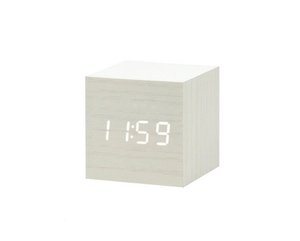 Wooden alarm clock Cube White