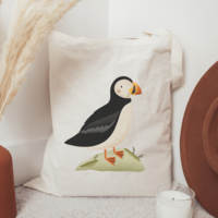 Cloth bag puffin / puffin - jute bag Iceland