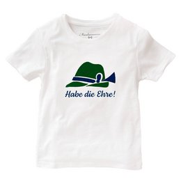 Green and gray traditional Bavarian costume t-shirt with hat graphic, short and long sleeves, kids sizes.