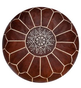Leather pouffe - honey brown