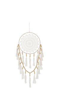 J-Line dromenvanger - textiel - wit/naturel - large