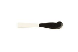 Butter knife with bone handle and black horn blade, suitable for cutlery use.