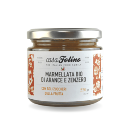 Organic orange and ginger jam with natural ingredients