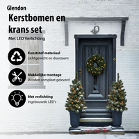Künstliche Weihnachtsbäume und Kranzset Glendon Green