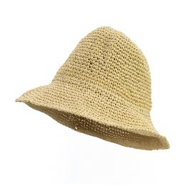  Woven straw hat, natural beige, wide brim, bucket style, summer hat, lightweight material, textured weave.