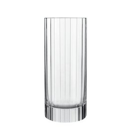 A set of 6 clear glass longdrink glasses, each measuring 360 ml in volume. The glasses feature a vertical ribbed design for a classic and elegant look, suitable for serving a variety of beverages.