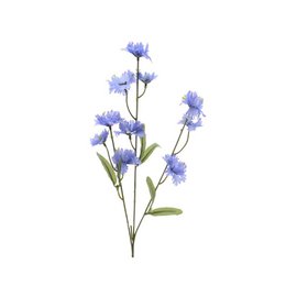  Tall purple artificial cornflower with green stems and leaves. Suitable for floral arrangements, home decor, and crafting.