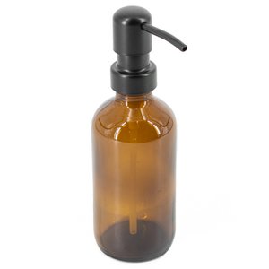 Glazen fles amber 250ml met RVS pomp
