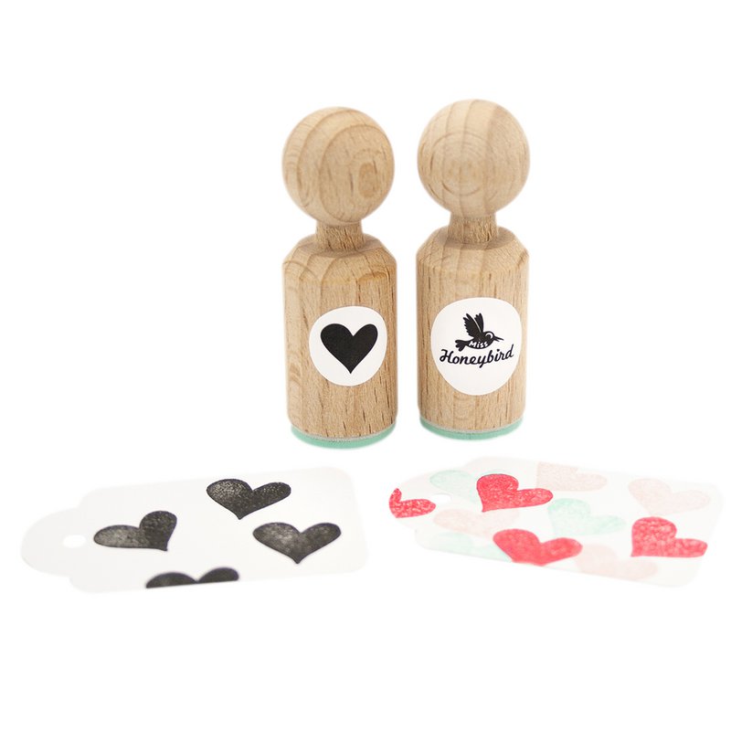 Nicht symmetrischer Mini-Holzstempel in Herzform