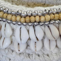 Panier Lenny blanc, beige en crochet