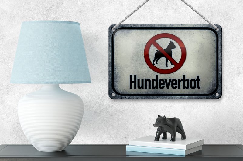Tin sign notice 18x12cm dog dog ban decoration