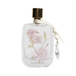 Floral, feminine, and elegant eau de parfum in a clear glass bottle with a silver cap.