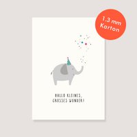 Postcard natural cardboard - "Elephant - Hello little, big miracle"