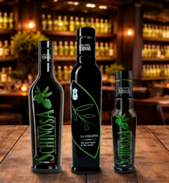  Black glass bottle extra virgin olive oil green leaf design Coratina variety premium
