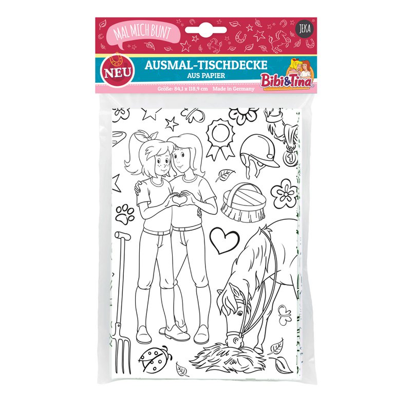 Ausmal-Tischdecke aus Papier - Motiv "Bibi & Tina"