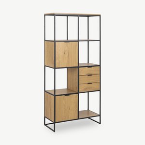 Leah Bookcase, Natural Wood & Black frame (large)