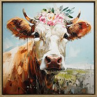 Painting cow flower wreath