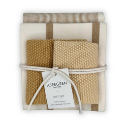  Sunflower seed-patterned tea towels in a gift set, featuring a woven texture and natural color palette.