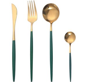 Cutlery gold green matt 16 pieces