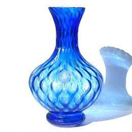 1 Vaso in Vetro Soffiato stile "BALLOTON" Lavorato a Mano con Murrine di Murano, linea “I Colori di Murano” h. 29 cm. Made in Italy