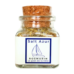  Rosemary salt, a spice mix containing natural ingredients and a sailboat design on the label.