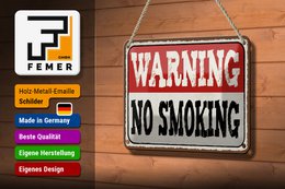 Tin sign note 18x12cm Warning no smoking decoration