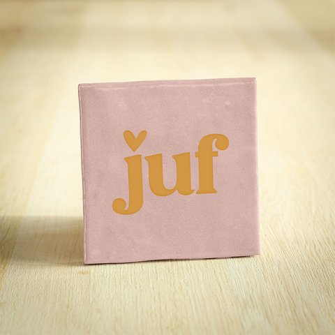Tegeltje - Juf Hartje | Roze & Goud | 10x10cm