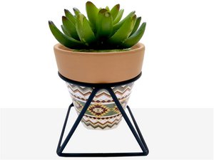 MACETA SURT. ETNISCH KERAMIEK MET METALEN BOVEN HM84579