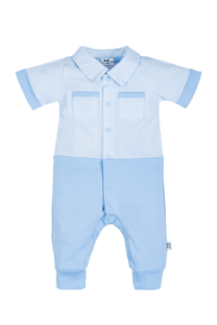0423B Blue rompers for boy Little Gentleman