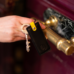 Porte-clefs en cuir - Noir Yellow