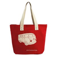Volkswagen VW T1 Bus Canvas Shopper Bag - Silhouette/Red