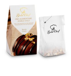 70mg Edible Gold Crumbs 23kt, a food coloring product featuring gold-colored crumbs made from 23 karat gold.