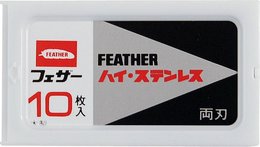 Feather razor blades for beard care. Includes 10 double-edged razor blades made of high-quality steel for a close, comfortable shave.